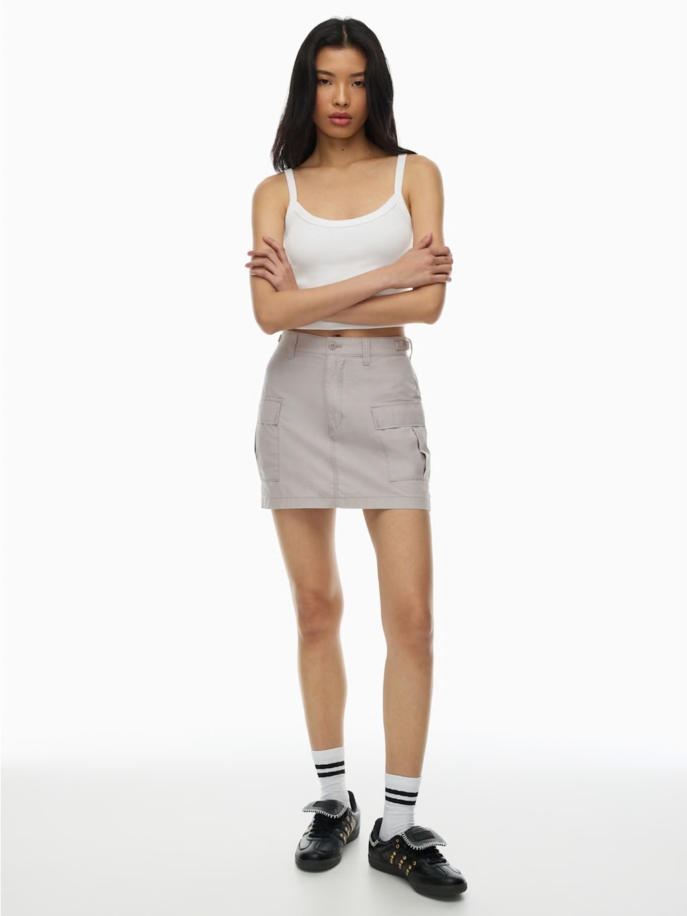 Aritzia TNA Grey Supply Micro Cargo Skirt in Ashen